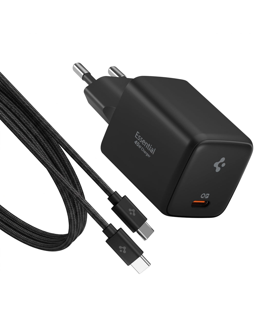 Spigen ArcStation Essential GaN 45W USB-C Ladegerät, Fast Charger, Schwarz Schwarz 45W 1-Port, Schwa