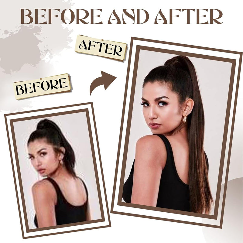 Hetto Zopf Echthaar Extensions Braun Pferdeschwanz Extensions Echthaar Wrap Around Haarverlangerung