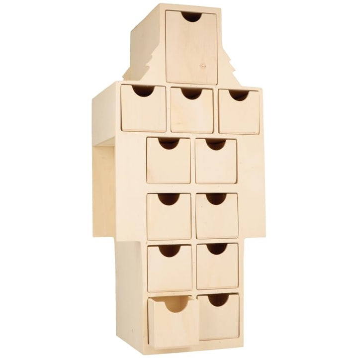 Artemio Adventskalender Nussknacker Pappelsperrholz 17x37,8x12,5cm Kalender Weihnachtskalender Weihn