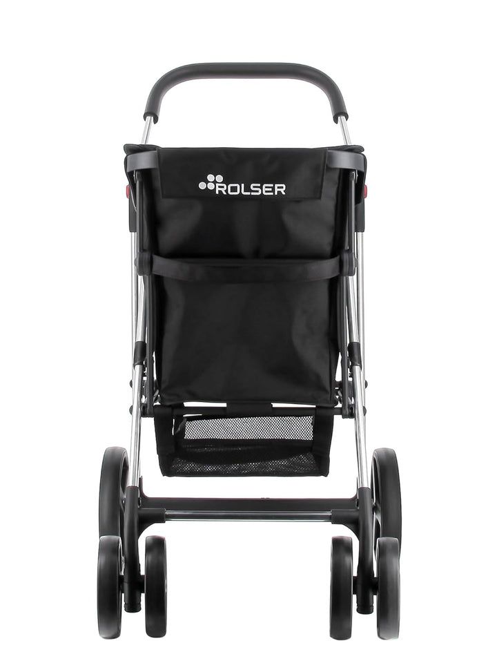 Klappbarer Einkaufstrolley Rolser Basquet MF 4 grosse Räder (2 drehbare) - Schwarz, Schwarz