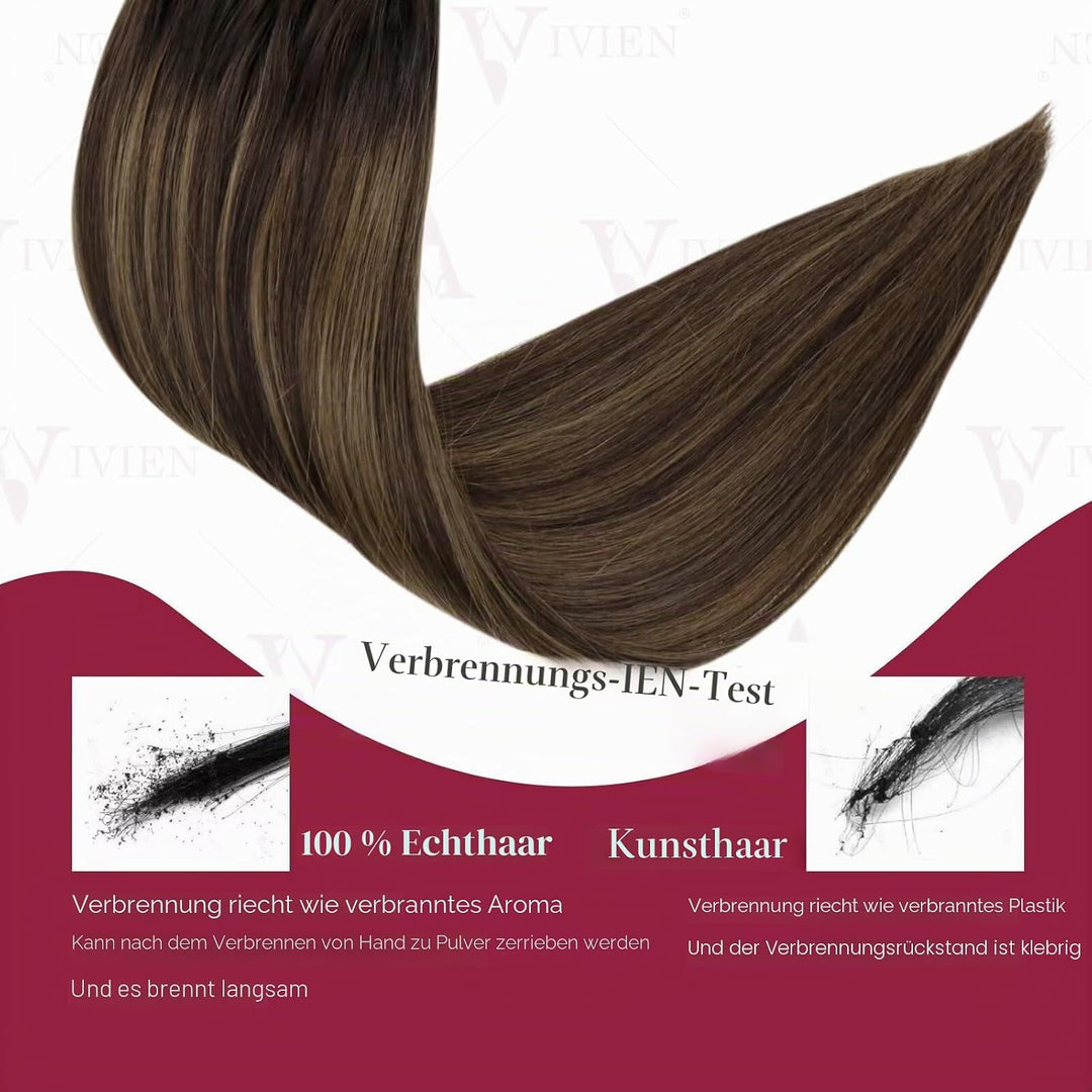 Vivien Braun Microring Extensions Echthaar Ombre 45 cm Haar Extensions Echthaar Micro Beads Dunkelbr
