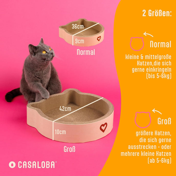 CASALOBA Katzenkorb zum Schlafen, Kratzen und Spielen | Langlebiges Katzen Kratzbrett aus erstklassi