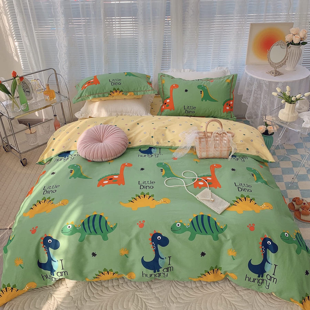 GETIYA Dino Bettwäsche 135x200 Jungen Kinder Bettwäsche Dinosaurier 100% Baumwolle Bettbezug Dino Mu