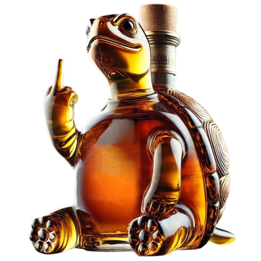Whisky -Dekanter, 350 ml Schildkrötenweinkatalter zeigt seinen Mittelfinger, 5.1x5.1x7.1 Transparent