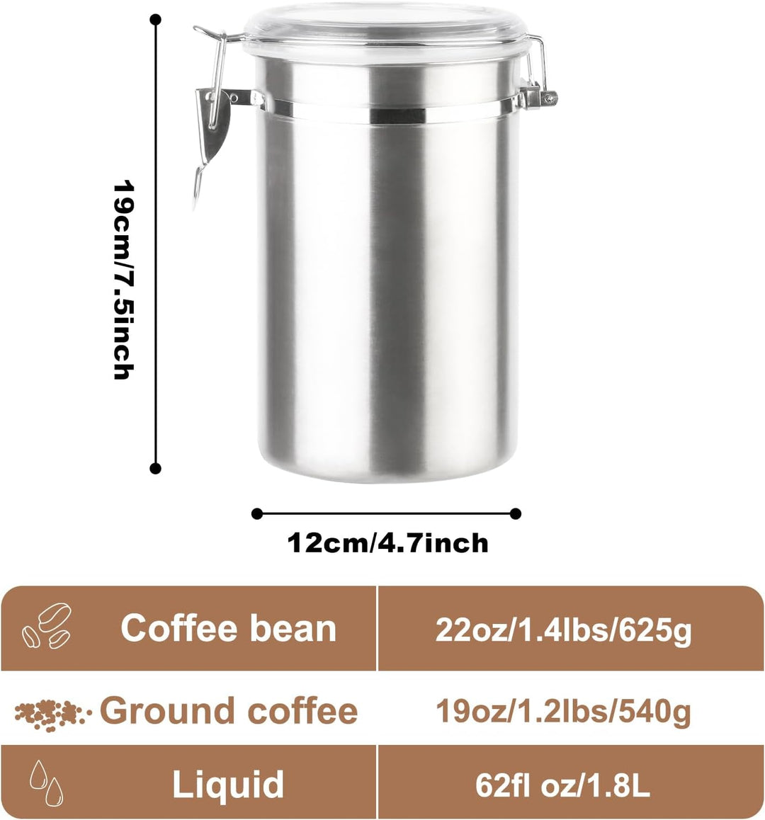 Kaffeedose Luftdicht mit Deckel Kaffeebohnen Behälter für Kaffeepulver Bohnen Tee Mehl Müsli Zucker,