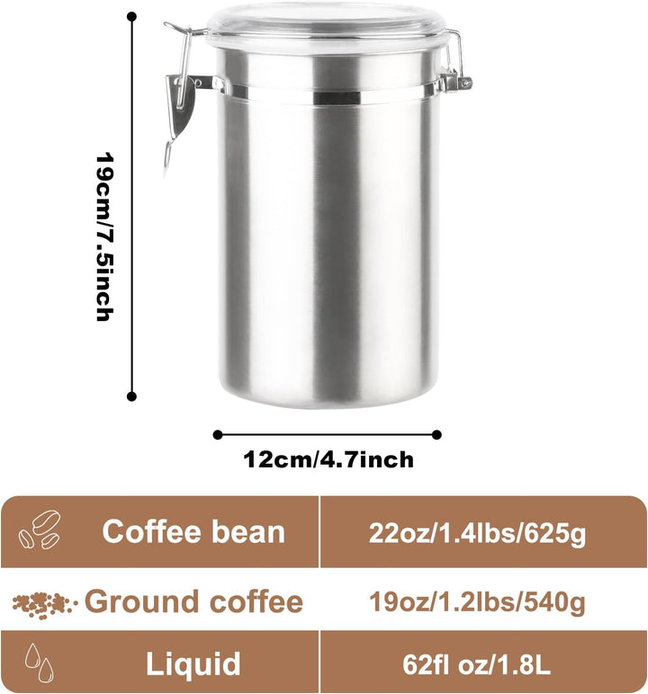 Kaffeedose Luftdicht mit Deckel Kaffeebohnen Behälter für Kaffeepulver Bohnen Tee Mehl Müsli Zucker,