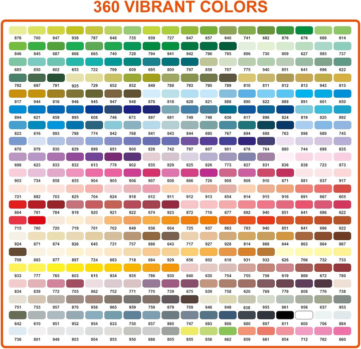 360 Farben Acrylstifte für Steine Wasserfest, Permanent Acrylic Marker, Pinselspitze Acrylstifte für