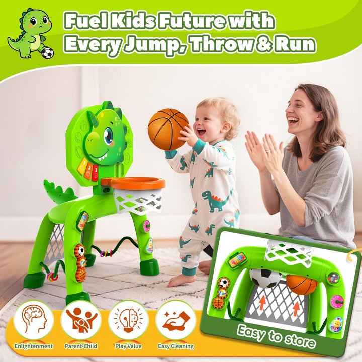 Basketballkorb Kinder &amp; Fussballtore für Garten Kinder 1-3 Jahren, Dinosaurier Geschenke für Jungen,