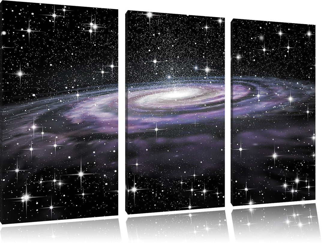 Pixxprint Spiralgalaxie im Weltall als Leinwandbild/Grösse: 3 Teilig (120x80) cm/Wandbild/Kunstdruck