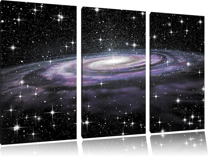 Pixxprint Spiralgalaxie im Weltall als Leinwandbild/Grösse: 3 Teilig (120x80) cm/Wandbild/Kunstdruck