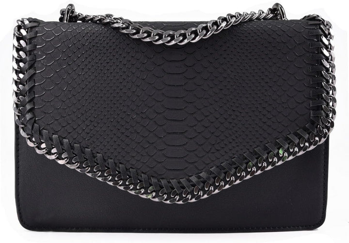 CRAZYCHIC - Damen Schlange Ketten Umhängetasche Snake PU Leder Schultertasche - Gesteppte Kettentasc