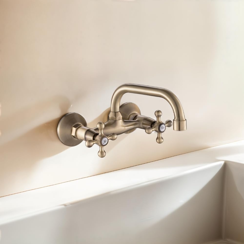 AQG Rhodas Wandarmatur für Spüle, schwenkbarer Auslauf und einfache Installation in der Küche, elega