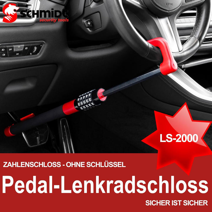 SCHMIDT security tools Pedal-Lenkradschloss LS-2000 49,5-78cm Auto KFZ PKW LKW Diebstahlsicherung Pe
