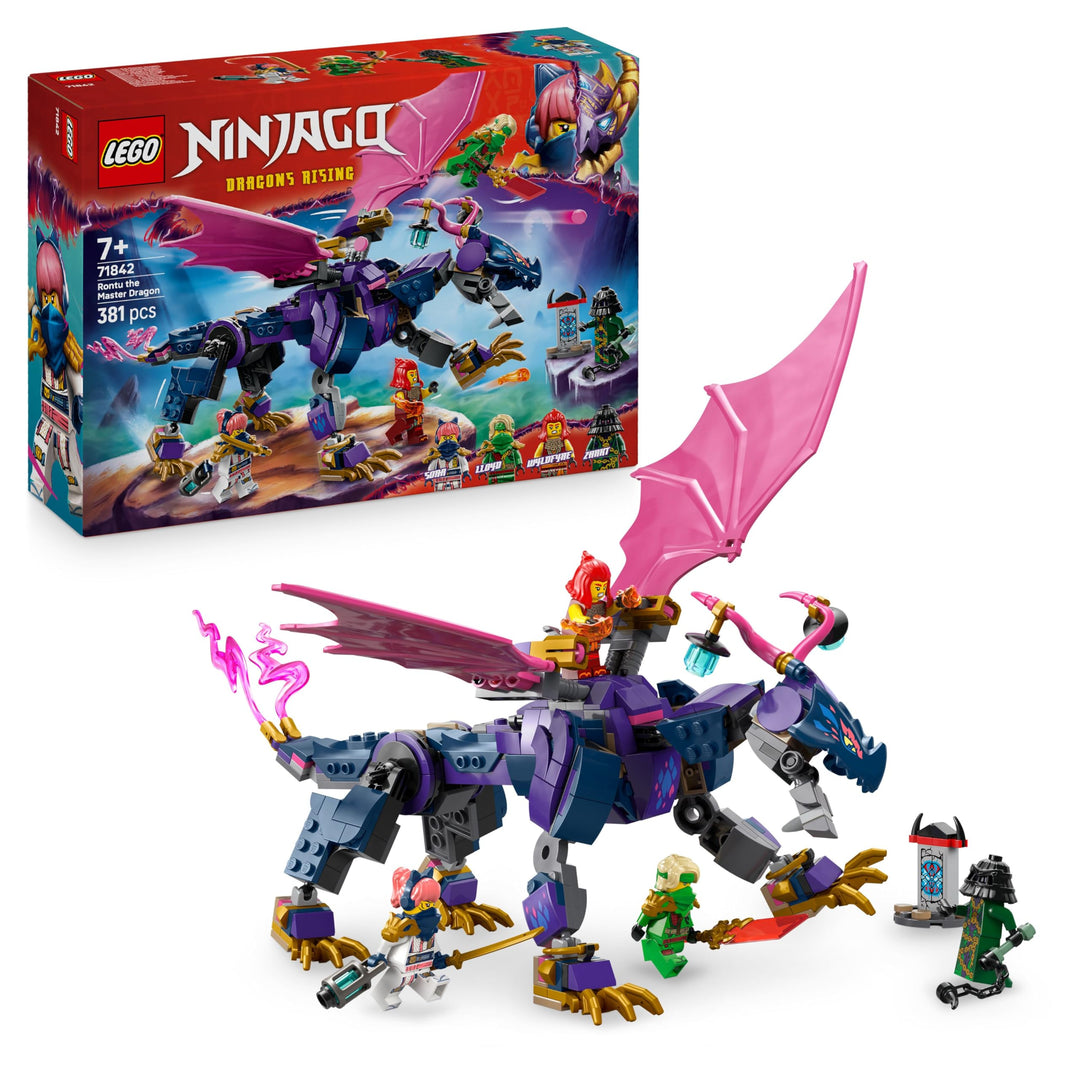 LEGO NINJAGO Rontu der Meisterdrache -Bewegliche Drachen-Figur mit Shootern - 4 Minifiguren, inkl. L