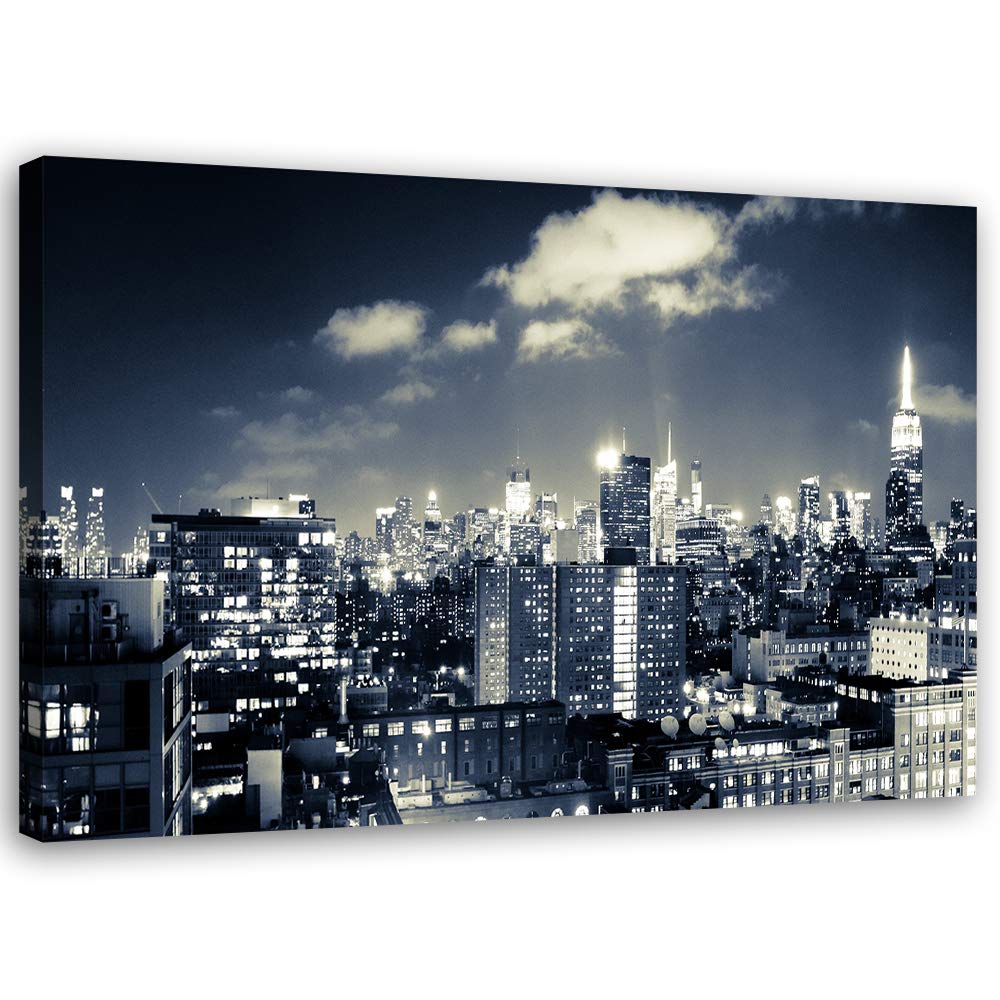 Feeby Wandbild Stadt Druckbild Leinwandbild Architektur Grau 100x70 cm Leinwandbild 100x70 cm Grau_b