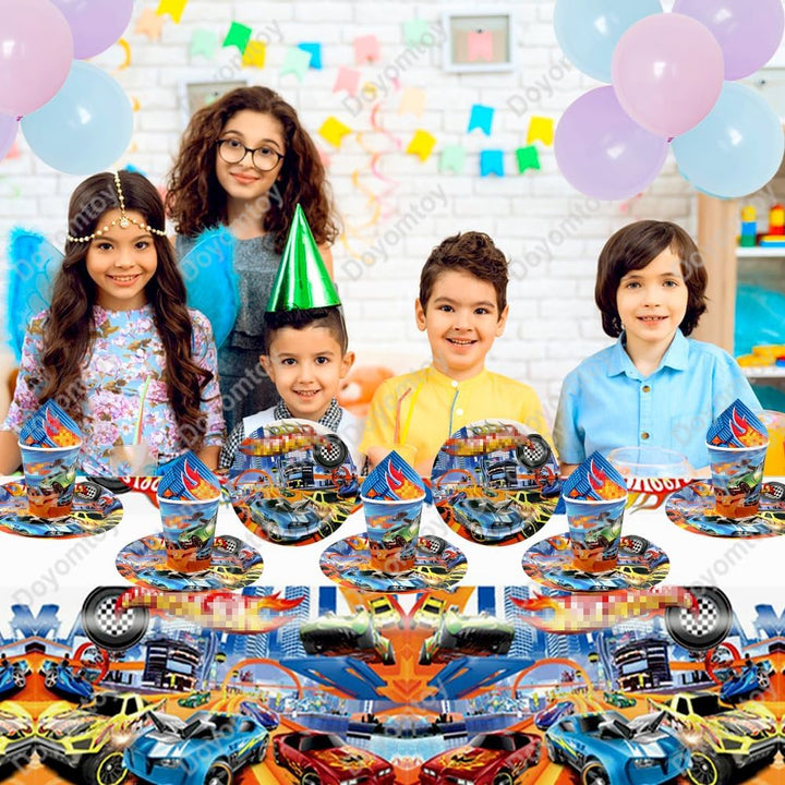 Racing Car Geburtstag Deko,Doyomtoy Partygeschirr Rennauto Geburtstag Party Set Geburtstagsteller Ta
