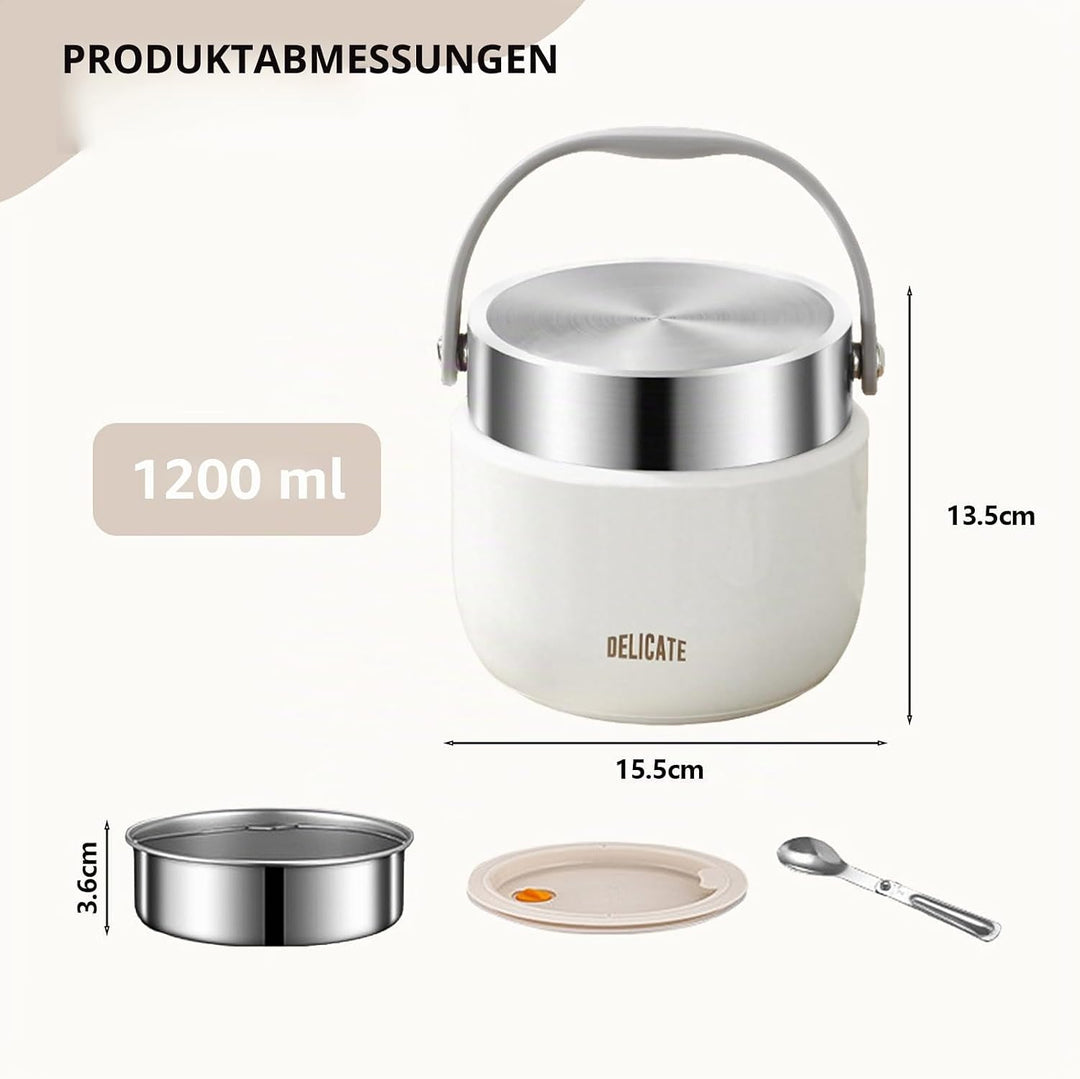 1200ml Thermobehälter für warme Lebensmittel, Thermo-Essenbehälter aus Edelstahl mit Griff, Thermos