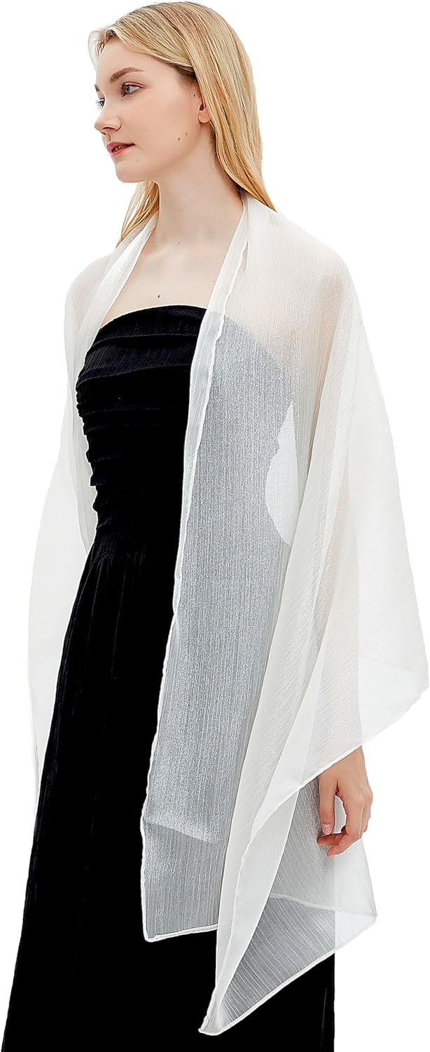 Gragengs Damen Schals und Wraps für Abendkleider Leichte Sheer Crepe Tücher Shimmer Hochzeit Party S