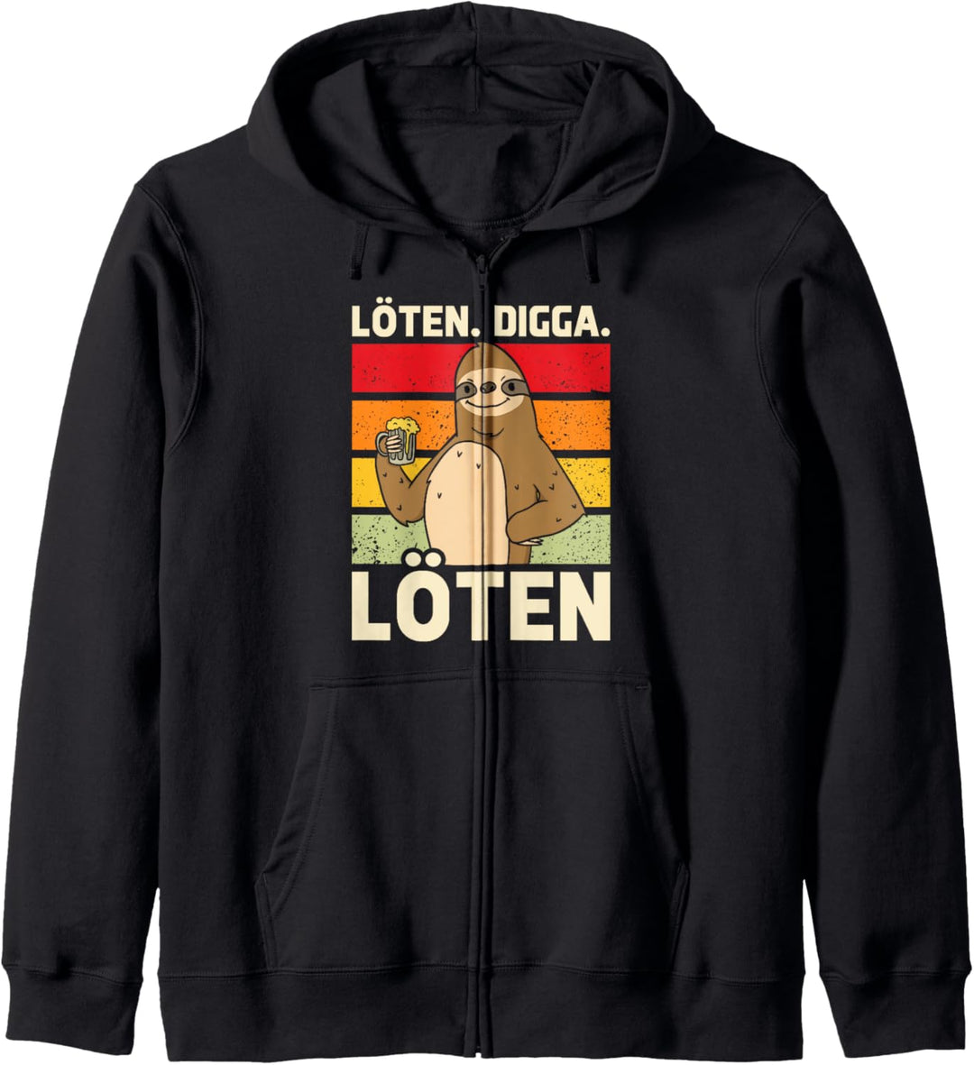 Löten Digga, lustiges Vintage Faultier Party und Feier Kapuzenjacke