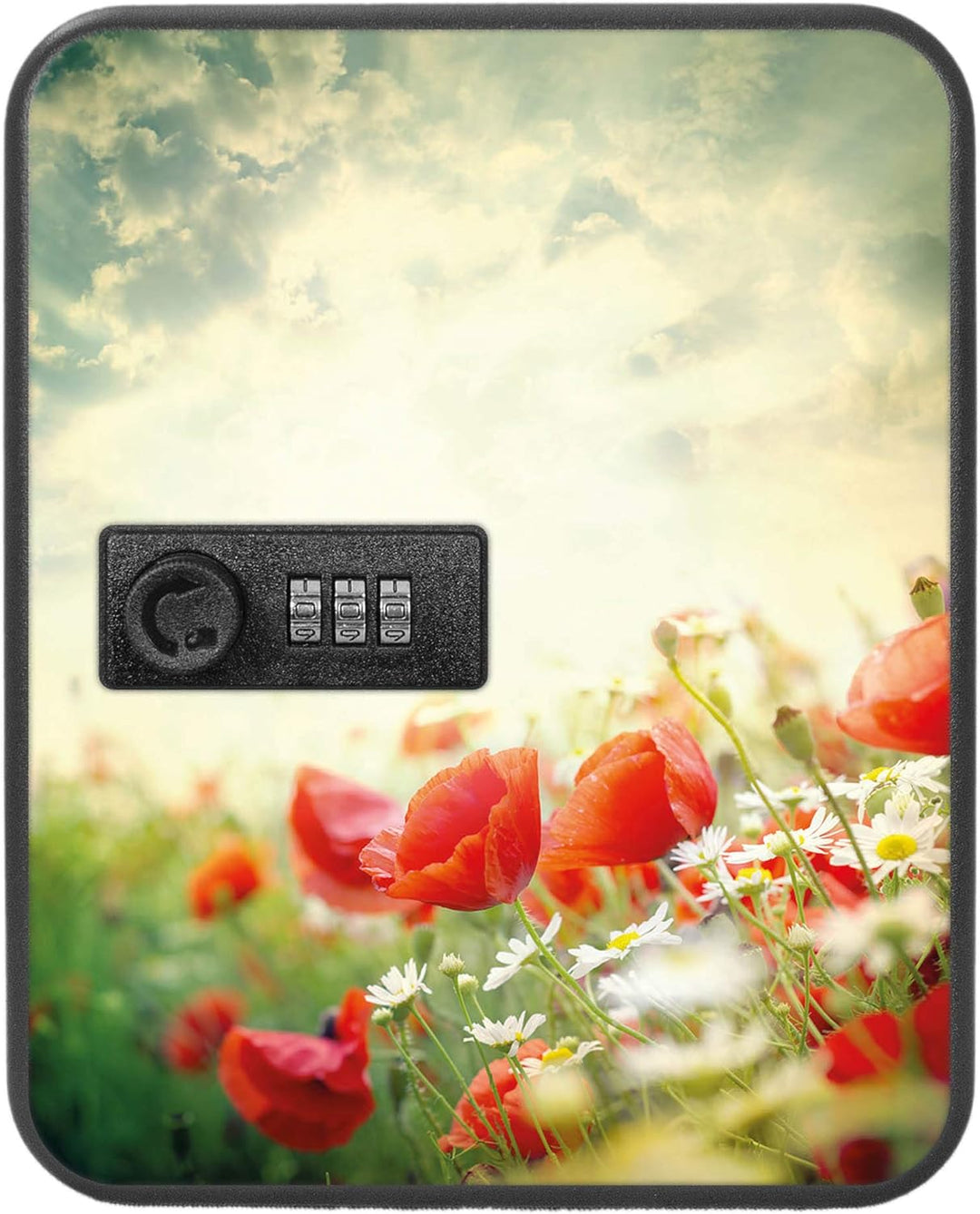 banjado® Burg-Wächter® abschliessbarer Schlüsselkasten mit Motiv Kamille Und Mohn für 20 Schlüssel -