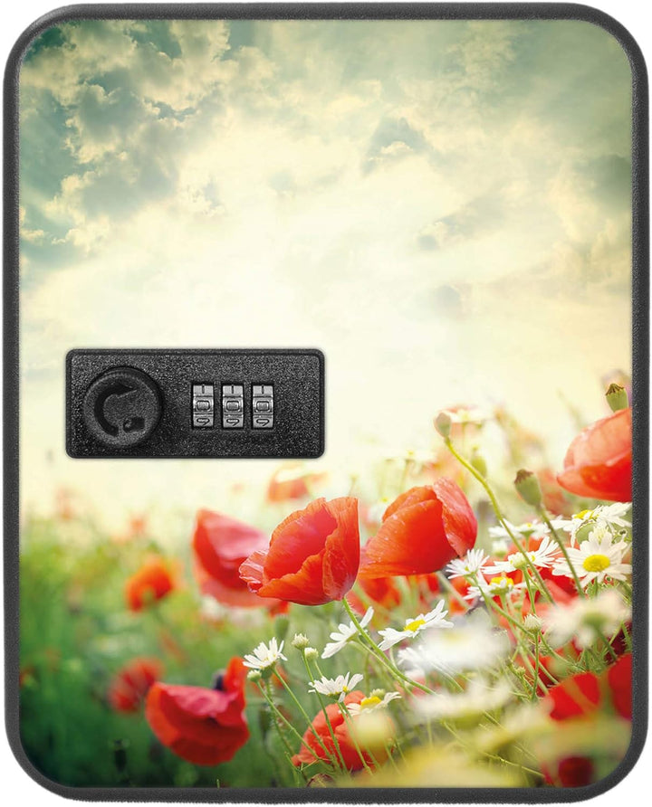 banjado® Burg-Wächter® abschliessbarer Schlüsselkasten mit Motiv Kamille Und Mohn für 20 Schlüssel -