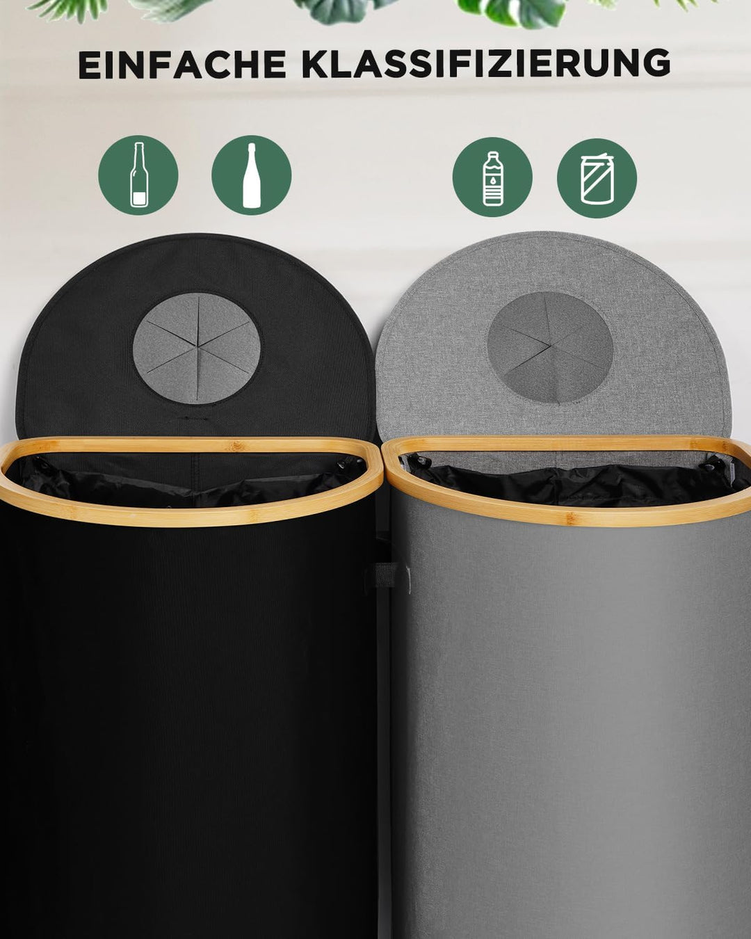SOUTHGATE 2er Pack Pfandflaschen Sammelbehälter mit Deckel, 200L Pfandbehälter 2 Fächer, Leergut & A