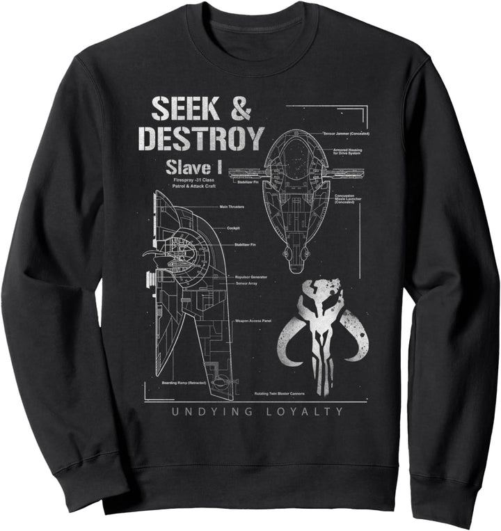 Star Wars Mandalorian Skull Schematics Poster Sweatshirt
