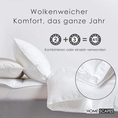 Homescapes extra weiche Vier-Jahreszeiten-Bettdecke, 135 cm x 200 cm, 2-Decken-System (Wärmeklasse 2