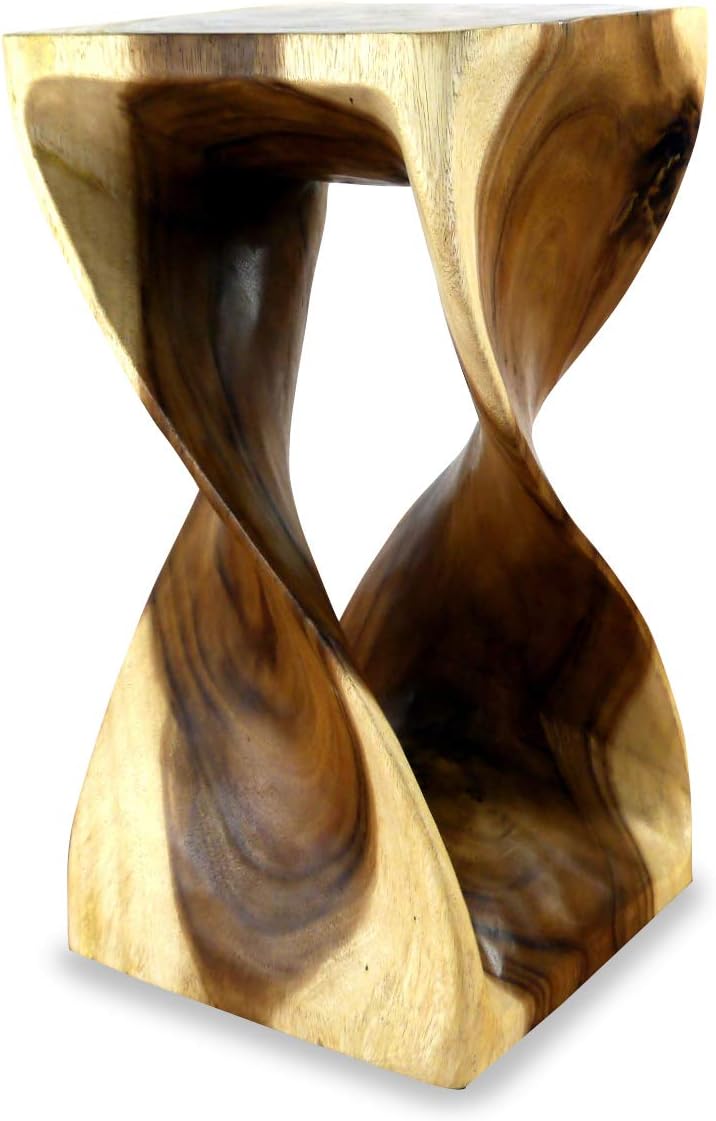 livasia Gedrehte Massivholzsäule aus Thailand, Beistelltisch/Hocker als Blumensäule oder Podest, asi