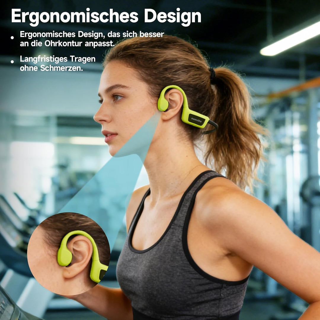 Kopfhörer Schwimmen, Knochenschall Kopfhörer Bluetooth 6.0, IP68 Wasserdicht,Sportkopfhörer 8G Speic