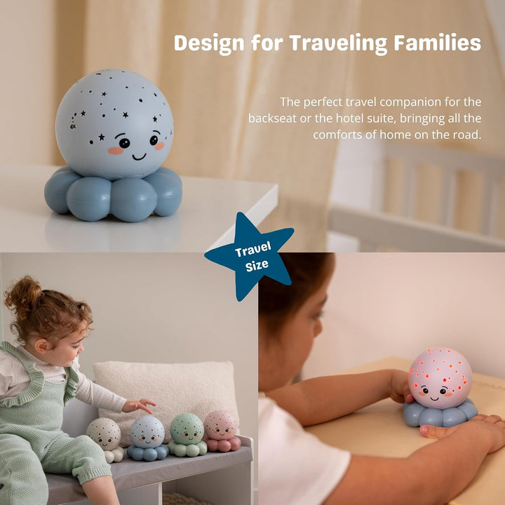 Cloud b Twinkles To Go Octo Pastell Blau – Tragbarer Stern- &amp; Fisch-Nachtlichtprojektor für Kinder –