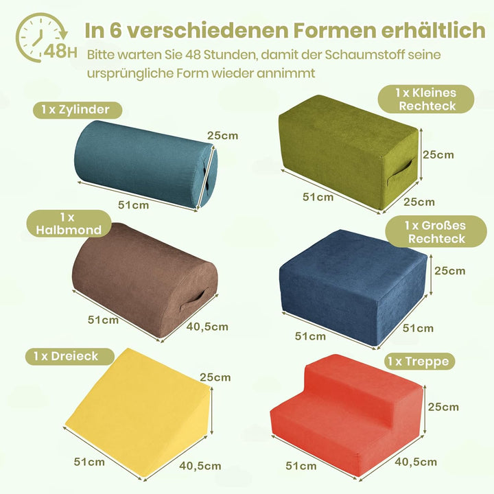 DREAMADE 6 TLG. Softbausteine für Kinder, Kletterblöcke aus Schaumstoff mit waschbarem Bezug, Softba