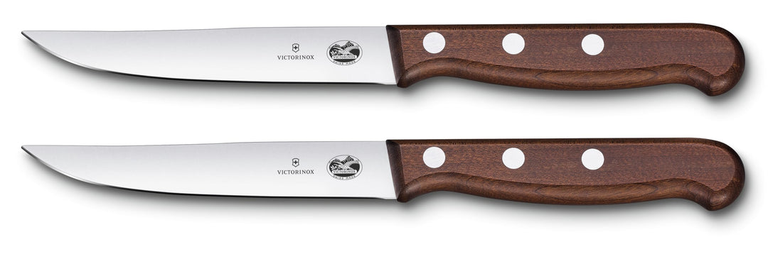 Victorinox Wood Steakmesser-Set, 2-tlg, extra scharfes Messer mit geradem Schliff, Ahornholzgriff