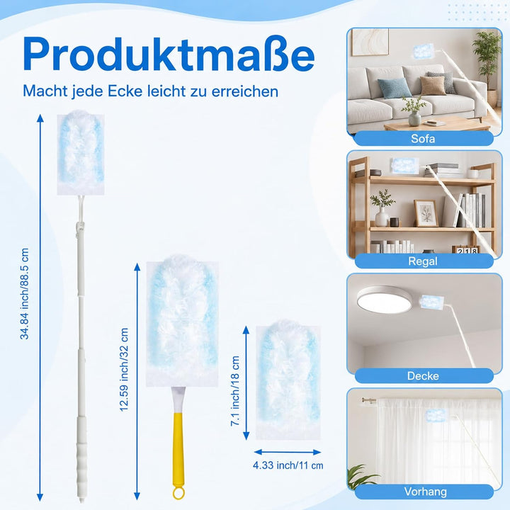 62 Stück Staubmagnete, Kompatibel mit Swiffer Staubmagnet Nachfüllpack, Einweg Magnetischer Feder-St