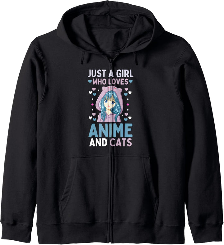 Anime Katzen Just A Girl Who Loves Anime and Cats Kapuzenjacke