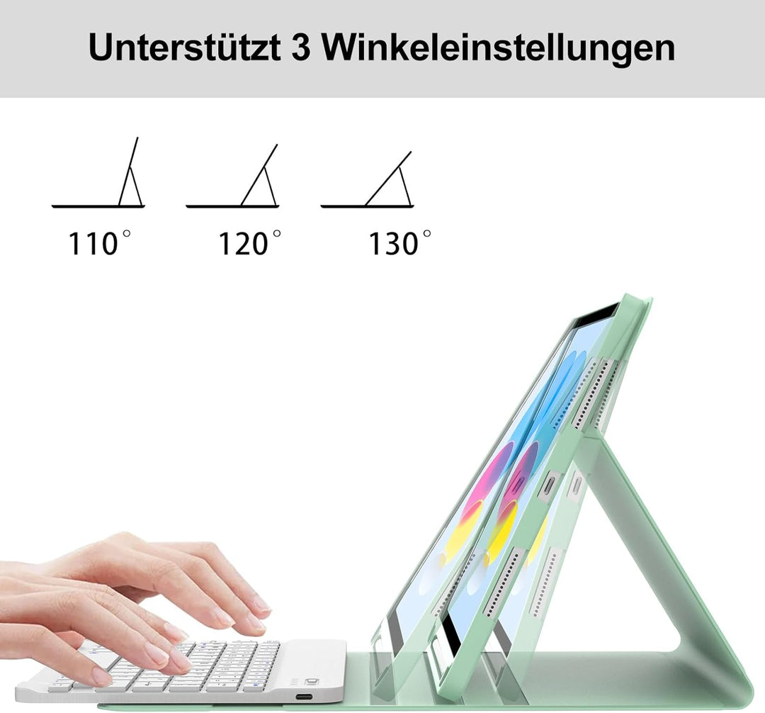 Hülle Tastatur für iPad A16 11/10 Generation (2025/2022) 11/10.9 Zoll mit QWERTZ Deutsche Bluetooth