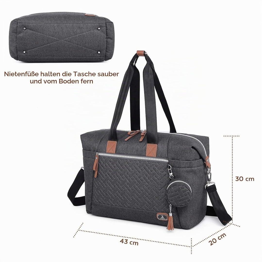 Dikaslon Wickeltasche mit Schnullertasche und Wickelunterlage, Grosse Reisewindeltasche für Mama und