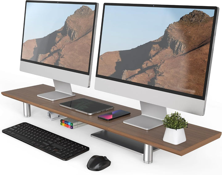 Fenge Grosser Monitorständer 100cm Dual Monitor Stands Riser mit Höhenverstellbarem Bein,Multifunkti