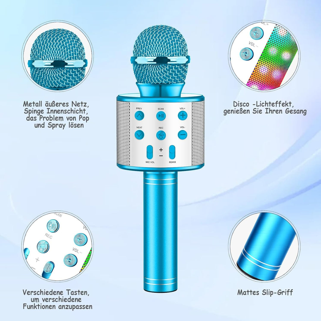 Karaoke Mikrofon Kinder, Drahtloses Bluetooth Mikrofon mit LED, Geschenke Mädchen Teenager Mädchen J