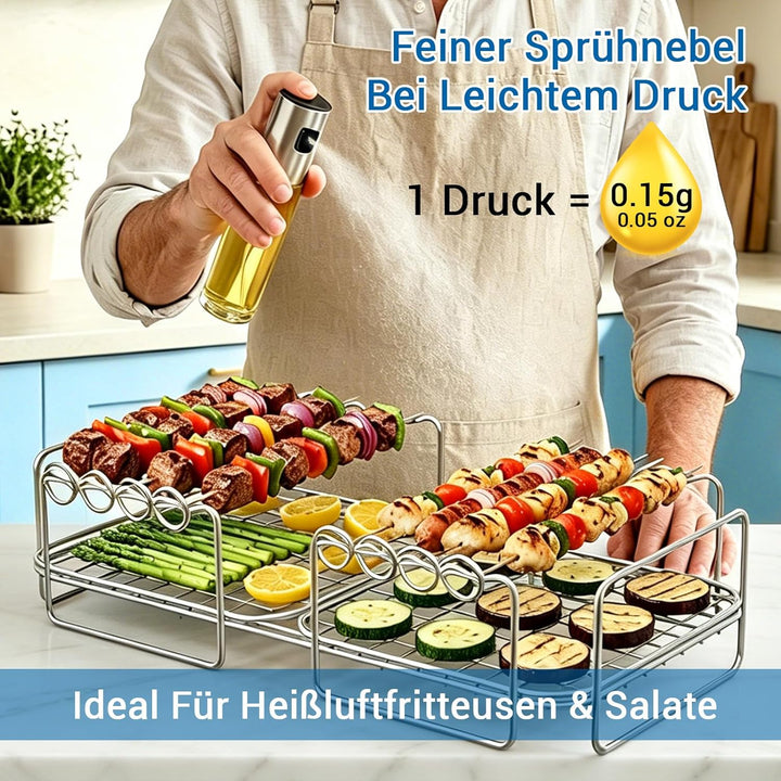 Airfryer Zubehör für Ninja Foodi FlexDrawer Dual Zone AF500EU 10.4L, Grillrost #304 Edelstahl, Backp