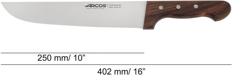 Arcos Serie Atlantico - Metzgermesser - Klinge Nitrum Edelstahl 250 mm - HandGriff Rosenholz Farbe B