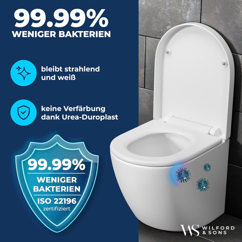 Cosondo PREMIUM Toilettendeckel - WC Sitz mit Absenkautomatik - Klodeckel D-Form weiss - Hochwertige