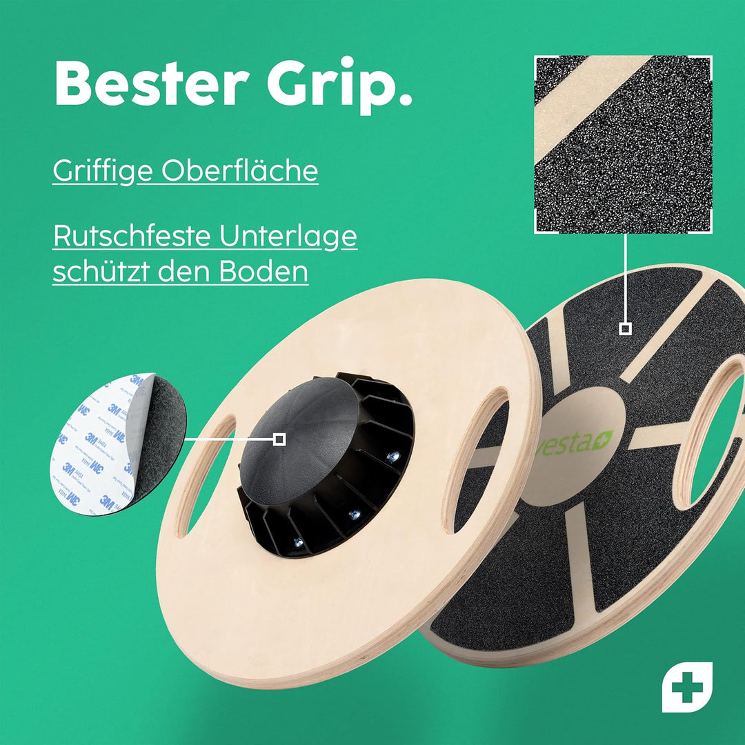 Vesta+ Balance Board Holz + Fitness App, Balanceboard aus nachhaltigem Eichenholz - Der Balance Boar