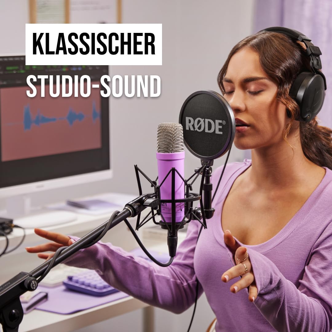 RØDE NT1 Signature Series Grossmembrankondensatormikrofon mit Schockhalterung, Popschutz und XLR-Kab