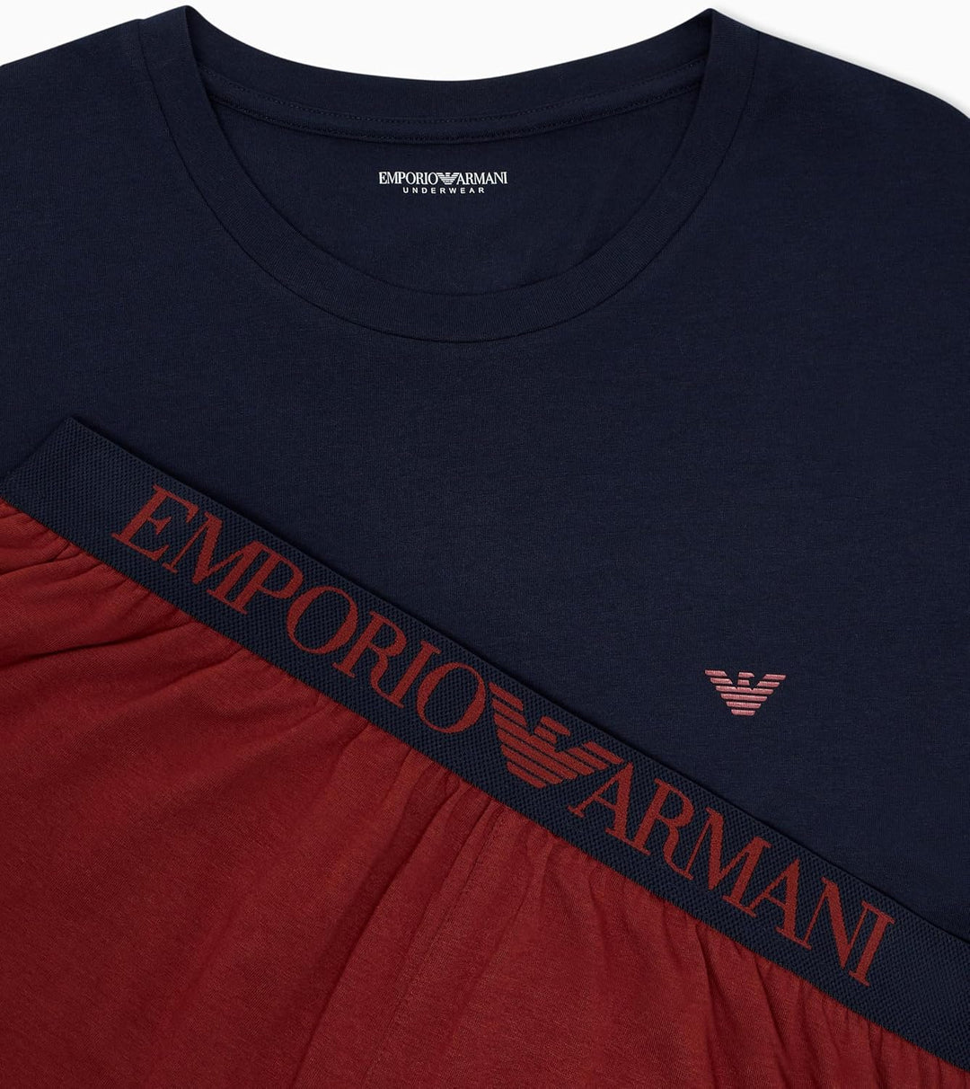 Emporio Armani Herren Short Pajamas Pyjamaset S Blu/Brick, S Blu/Brick