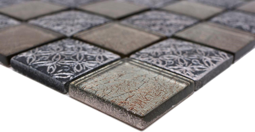 Glasmosaik Quadrat Crystal/Resin Optik mix Transluzent Transparent 3D, Mosaikstein Format: 48x48x8 m