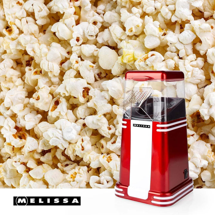 Melissa Retro Popcorn Maker 16310187 - Heissluft-Popcornmaschine 1200 W, 40-60 g pro Portion, in 2-4
