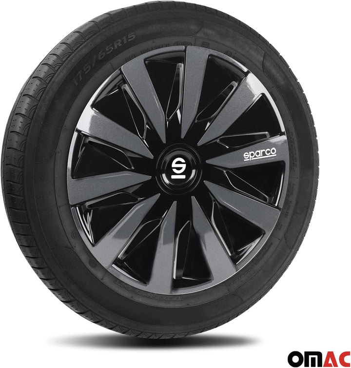 Sparco SPC1591BKGR wheel covers Lazio 15-inch black/grey Single, Single