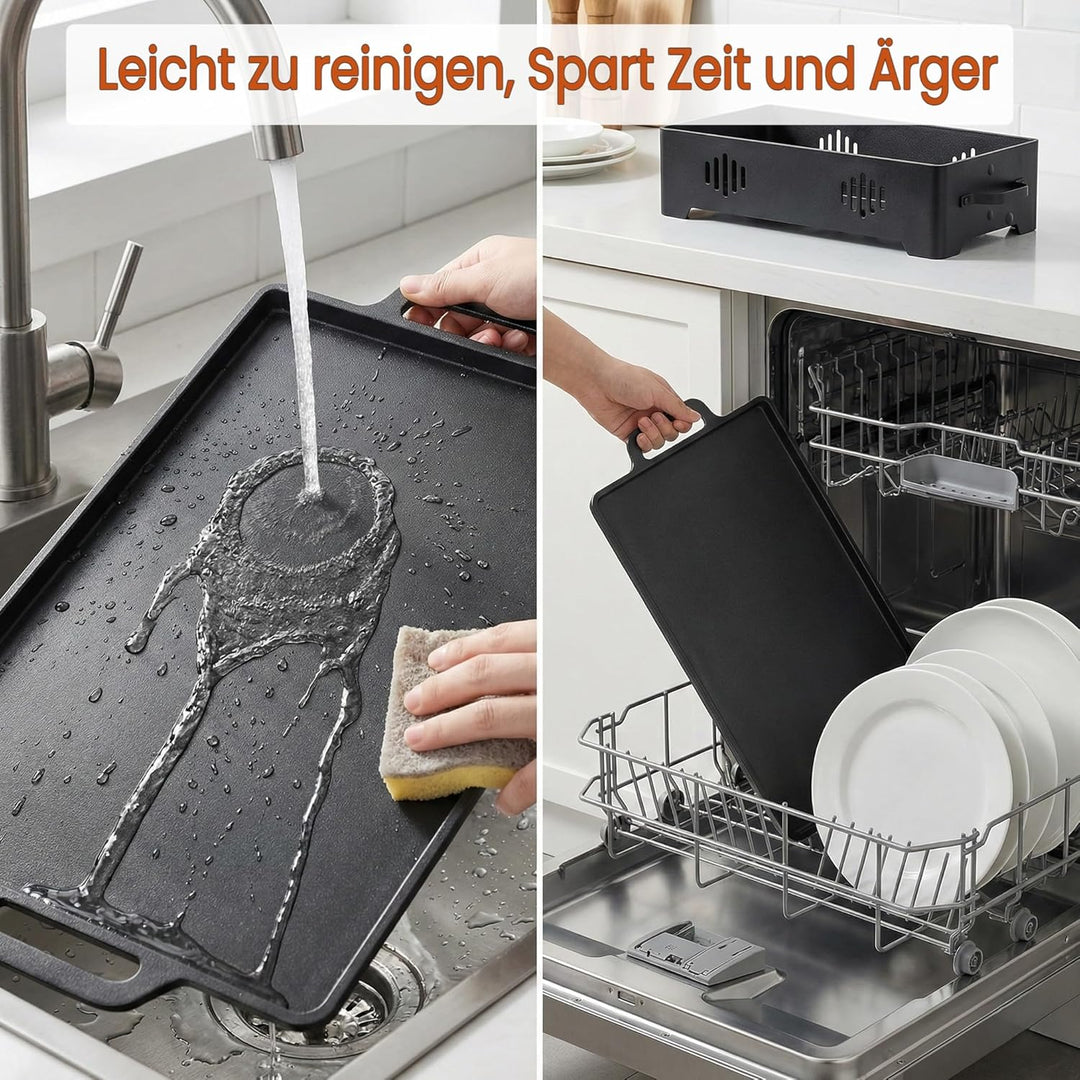 Grill Zubehör Warmhalteplatte aus Aluminium mit Antihaft-Beschichtung – Speisenwärmer für Grillgut &