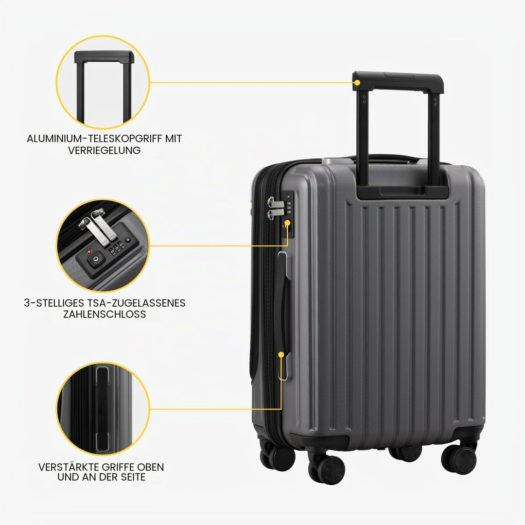 LEVEL8 Koffer Trolleys Hartschalen Leicht ABS+ PC Handgepäck Hartschalen-Koffer Trolley Rollkoffer R